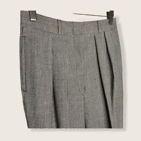 Vintage 90s Nordstrom Academia Houndstooth Wool Trouser Pants Small - Picture 2 of 16